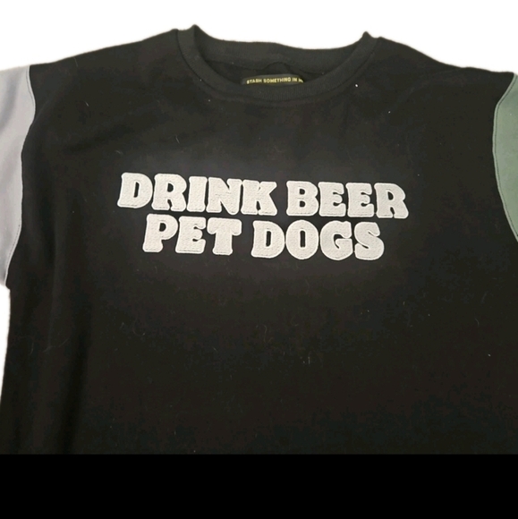 Assholes Live Forever Unisex "Drink Beer Pet Dogs" Crew Neck Sweater S - Picture 3 of 6